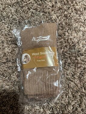 Men's Brown Wool Blend Casual Socks - Free Size